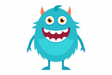 Funny Monster Character as Toothy and Hairy Mutant with Friendly Face Vector icon illustration Set.with white background.