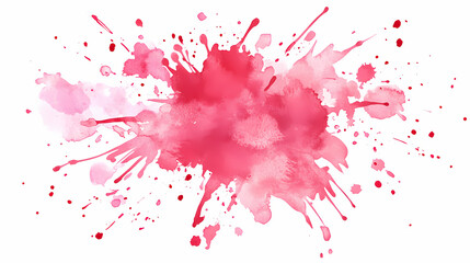 Pink ink splashes, pink paint splashes, pink blot on white, red paint splash isolated, pink color watercolor splash paint effect on white background, colorful. Ink Blot. Illustration