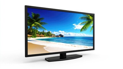Vibrant Beach Scene on Modern Television Screen
