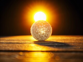 White Sun on Black Background in Woodcut Style - Artistic Tilt-Shift Photography