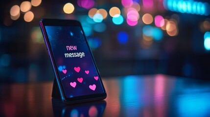 A cell phone with a message on it that says "New Message"