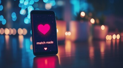 A phone with a heart on it that says "Match Made"