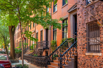 Picturesque houses in the famous Greenwich Village in Manhattan