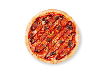 delicious pizza on a white background