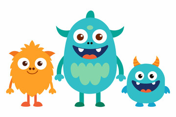 Happy Halloween Day. Set of cute monster isolated on white background cartoon character coloring page for kids. Funny animal outline illustration .with white background.