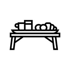 breakfast tray hospitality hotel line icon vector. breakfast tray hospitality hotel sign. isolated contour symbol black illustration