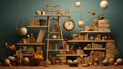 accessories school balancing falling concept background