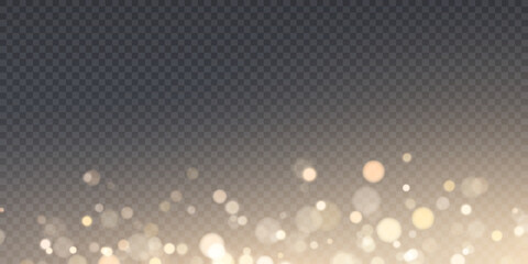 Glow, glare, explosion, sparkles, shimmer, glitter and stars on transparent background. Christmas bright golden bokeh glow effect. © Valeriia