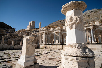 Burdur - Turkiye - October 27 - 2022 : Antonines fountain of Sagalassos Ancient City