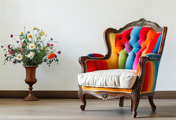 stylish vintage chair armchair 19th century, antique furniture isolated on white background
