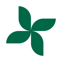 Four Rotating Rectangle Leaves Green Icon