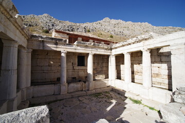 Burdur - Turkiye - October 27 - 2022 : Sagalassos Fountain House and Neon Library