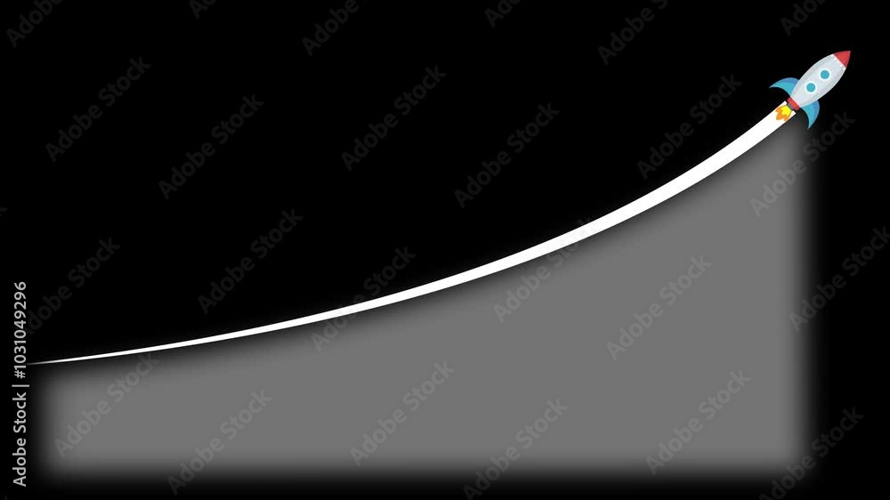 Poster business graph with rocket sing. arrow rising on graph with rocket sale symbols.