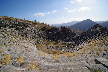 Burdur - Turkiye - October 27 - 2022 : Amphitheatre of Sagalassos ancient city