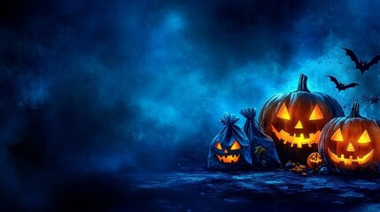 Fototapeta premium Halloween Picnic Area with DIY Decorations and Pumpkins