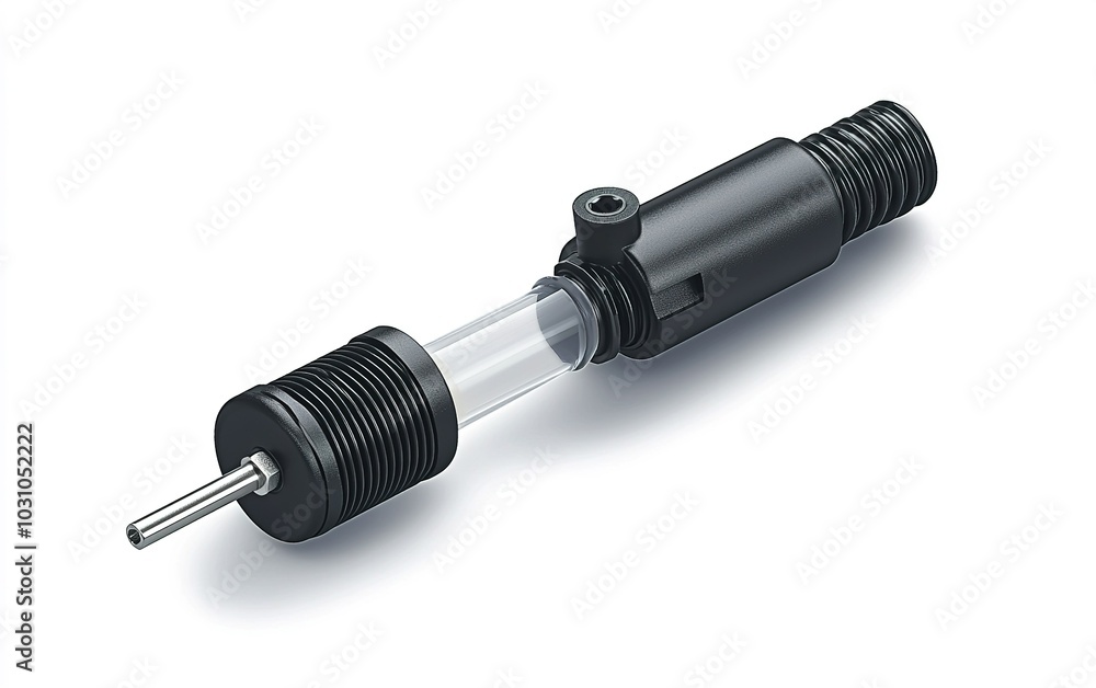 Poster detailed view of an automotive fuel injector showcasing its design and function in a mechanical cont