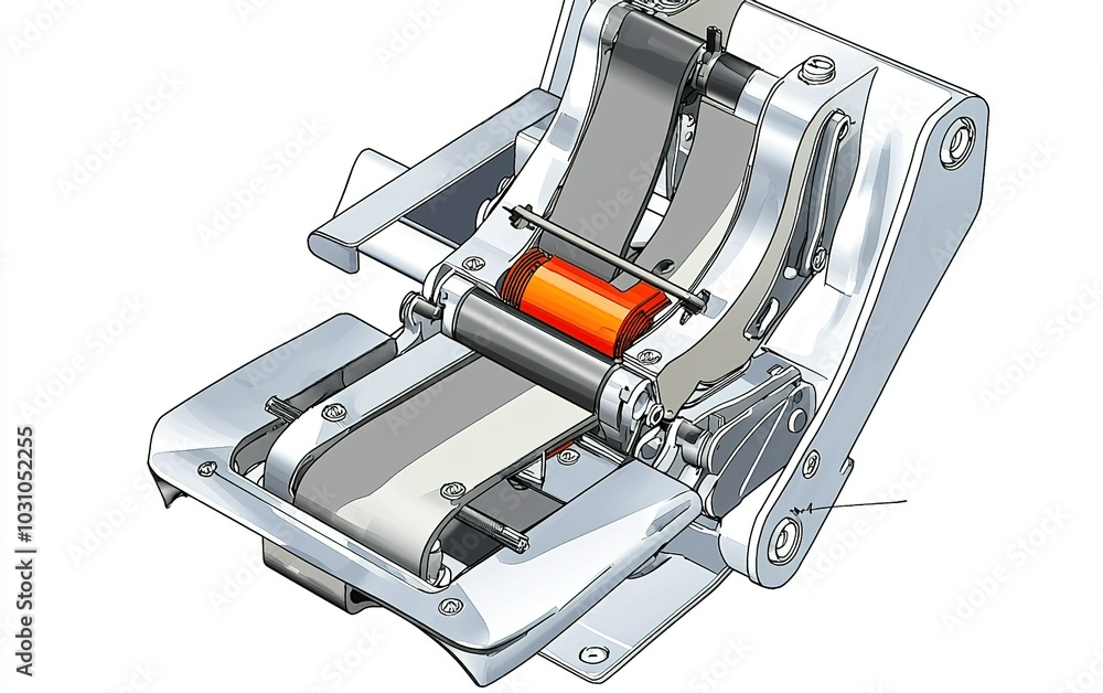 Poster detailed representation of a mechanical lever system illustrating functionality and design innovatio