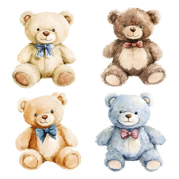 Naklejki watercolor illustration of teddy bears isolated on white
