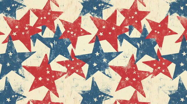 american stars, america flag star pattern, blue red white colors, patterns theme on solid background, hand drawn soft pastel painting 2d illustration style graphic background
