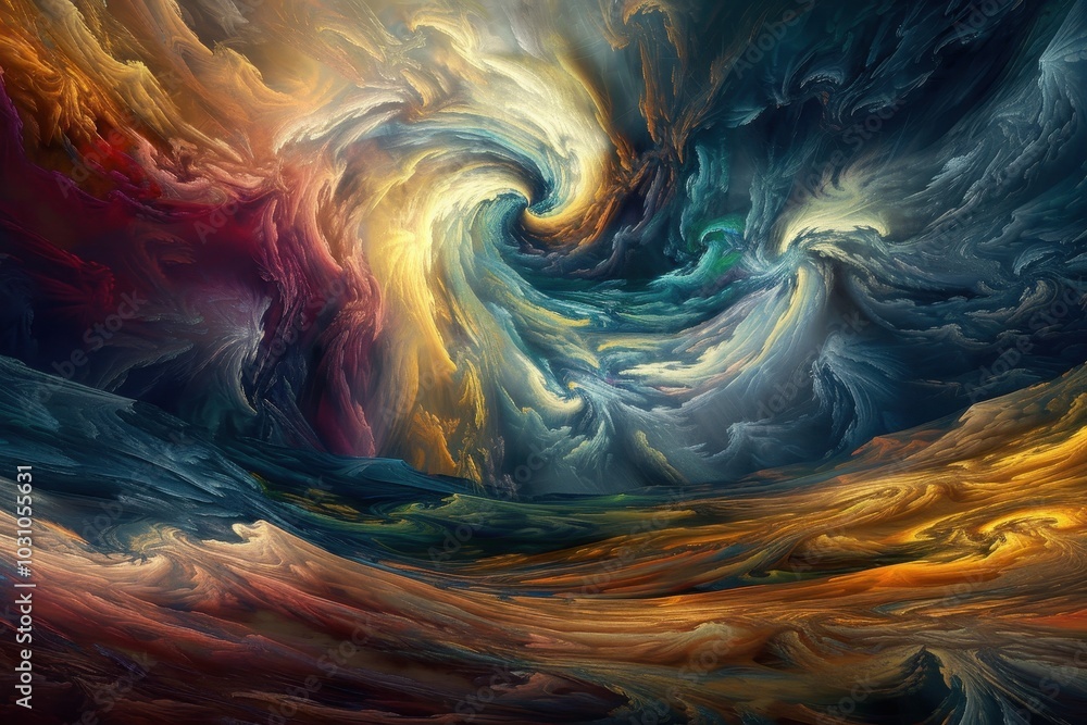 Fototapete A swirling cosmic landscape with vibrant colors and dynamic patterns created by swirling clouds and gases in the vast universe