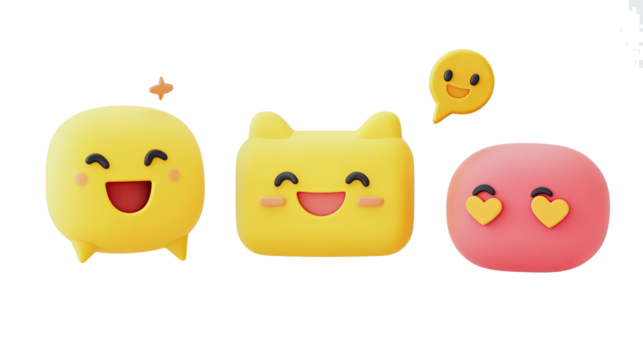 Collection of Cute Emoji-Shaped Figures on a White Background Generative AI