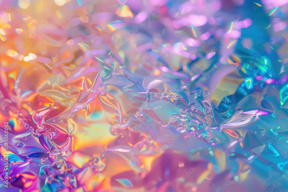 Aufkleber colorful iridescent surface texture showcasing vibrant hues and reflections, creating a mesmerizing 