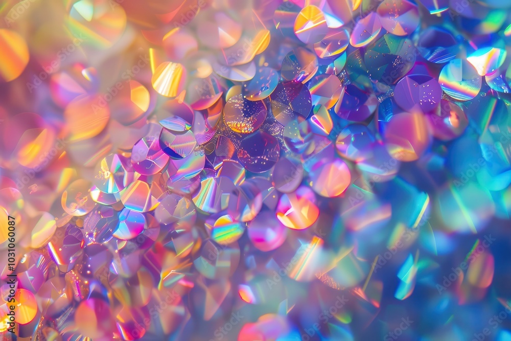 Poster colorful iridescent surface texture showcasing vibrant hues and reflections, creating a mesmerizing 