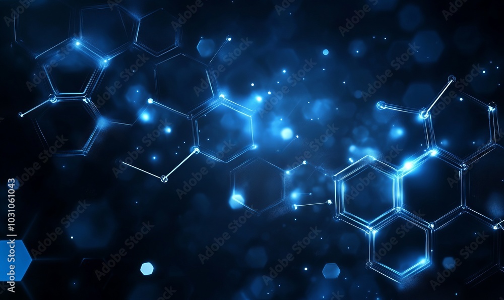 Poster abstract technology or medical background with hexagons shape pattern molecular structure