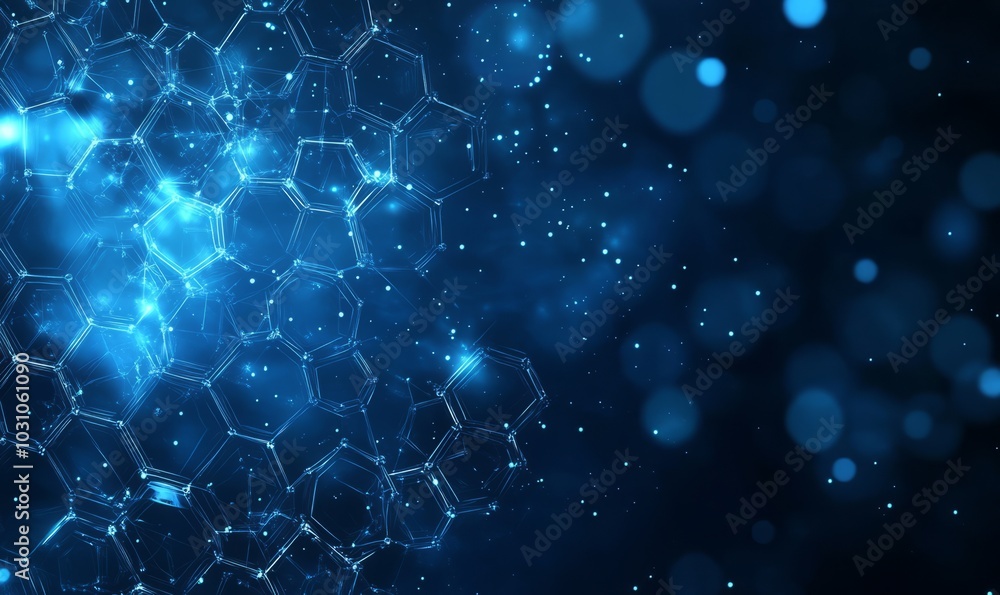 Poster abstract technology or medical background with hexagons shape pattern molecular structure