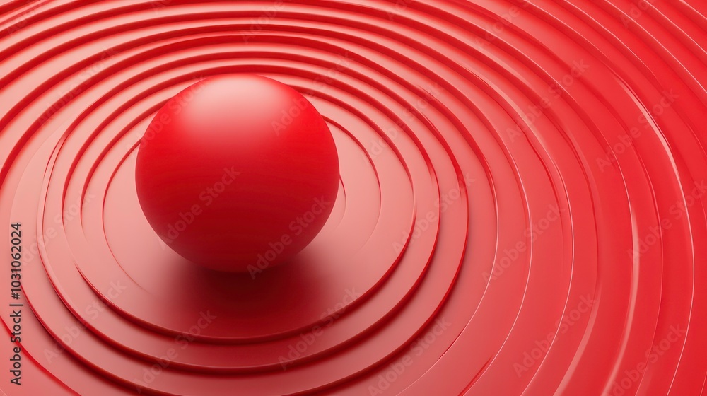 Poster a single red sphere sits in the center of concentric circles.