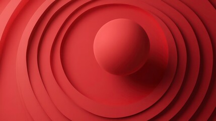 Abstract red sphere with concentric circles.