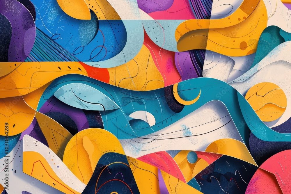 Aufkleber vibrant abstract art featuring bold shapes and colors creates an energetic composition ideal for mod