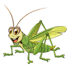 Vector Illustration of cartoon grasshopper, isolated on a white background, grasshopper vector