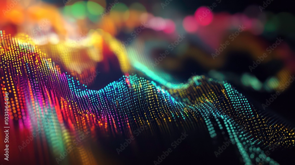 Aufkleber abstract colorful digital wave with bokeh lights.