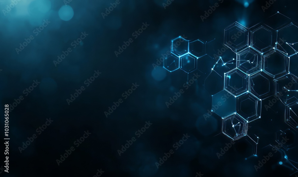 Poster abstract technology or medical background with hexagons shape pattern molecular structure