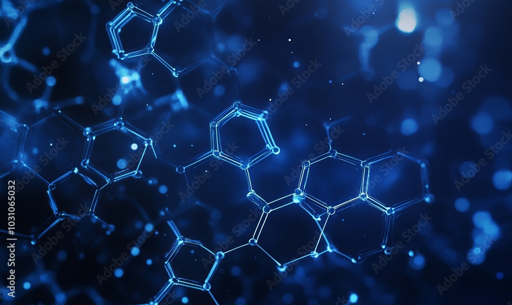 Poster abstract technology or medical background with hexagons shape pattern molecular structure