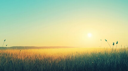 A Field of Grass Illuminated by the Setting Sun
