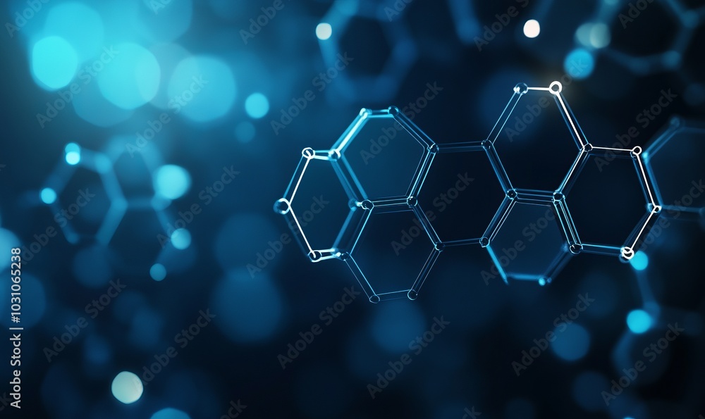 Poster abstract technology or medical background with hexagons shape pattern molecular structure