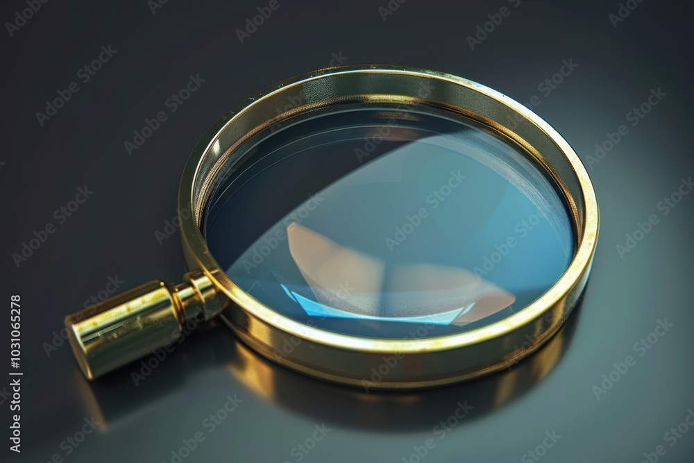 Aufkleber A close-up view of a magnifying glass resting on a colorful surface, showcasing vibrant gradients and reflections in a modern, artistic setting