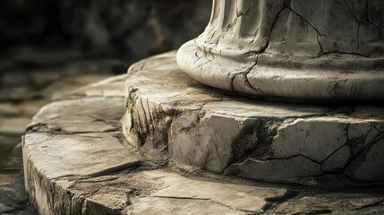 Weathered Roman column bases showing tool marks from original construction