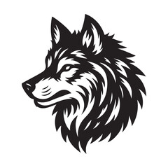 wolf head tattoo vector silhouette on white background