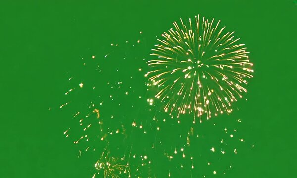 fireworks in the sky, on green background