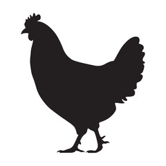 Chicken silhouette icon. Side view vector illustration, isolated on white. Ideal for farm-related designs, agricultural themes, or nature-inspired projects.