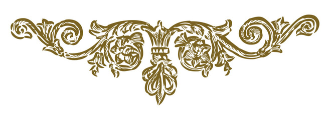 Sketch of decorative vintage vignette, greeting card decor, hand drawn vector illustration isolated on white