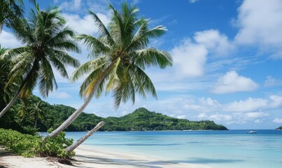 Fototapeta premium Palm trees on the beach on a tropical island