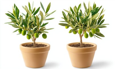 Obraz premium Shapes of olive trees on a transparent background