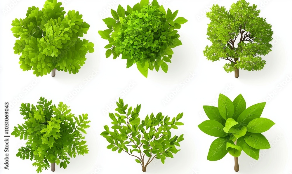 Aufkleber the top view of a jungle tree collection of shapes with transparent backgrounds.