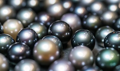 Tahitian black pearls clustered together at a jewelry store