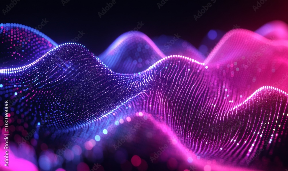 Poster 3d abstract sound wave visual background. dynamic motion soundwaves neon lines. high frequencies vis