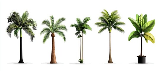 An isolated black palm tree set on a white background. It represents a tropical, beach, landscape, pattern, paradise, coconut background illustration.